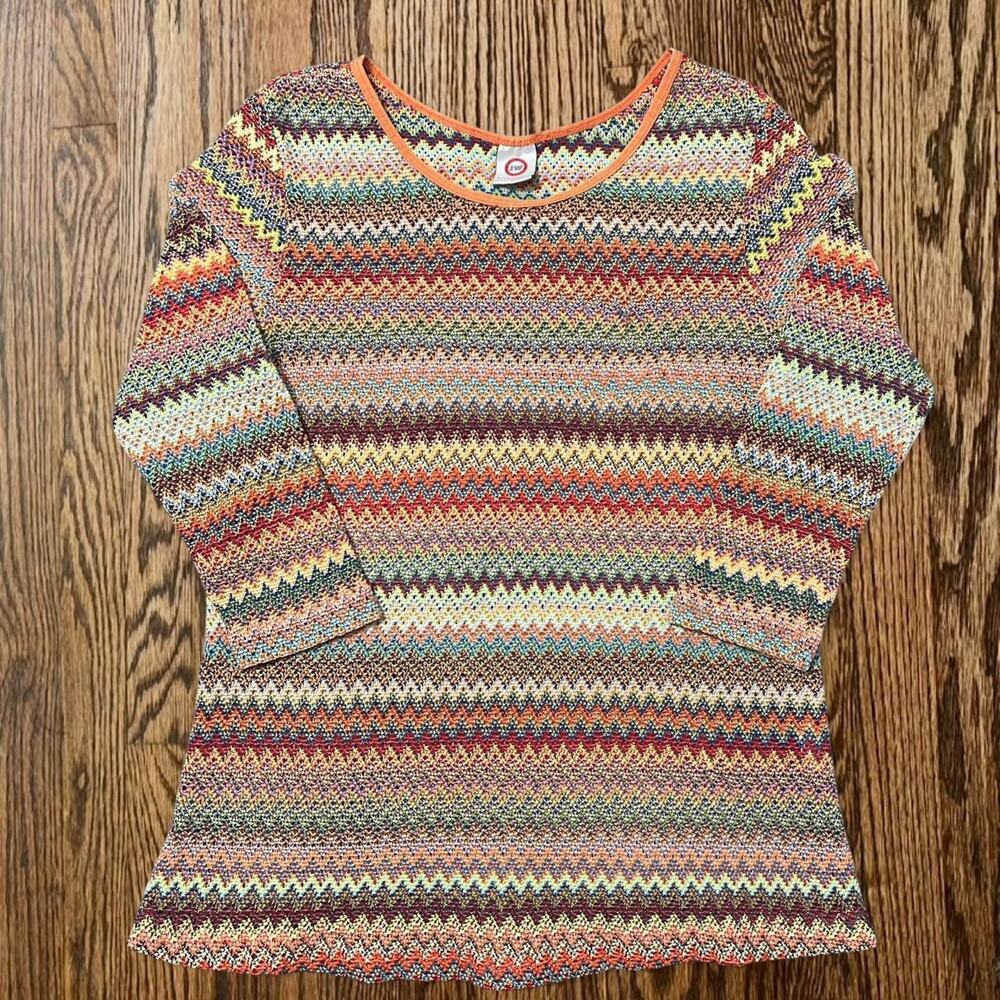 colorful knit long sleeve top